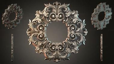 Round decor, rosettes Openwork square ornament with volutes and leaves 3d model