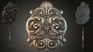 Round decor, rosettes Cartouche with volutes and shells 3d model