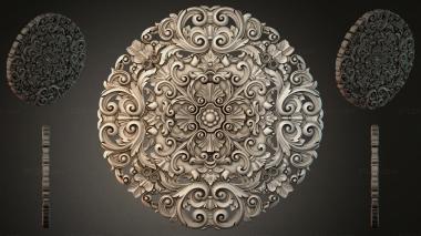 Round decor, rosettes Round carved panel with scrolls and floral motifs 3d model