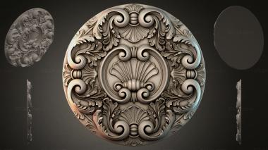 Round decor, rosettes Round ornament with volutes and shells 3d model