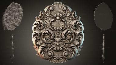 Round decor, rosettes Carved cartouche with volutes and shells 3d model