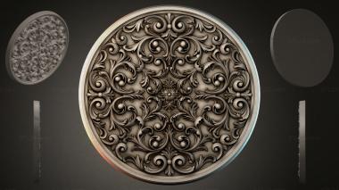 Round decor, rosettes Round rosette with acanthus scrolls and a central flower 3d model