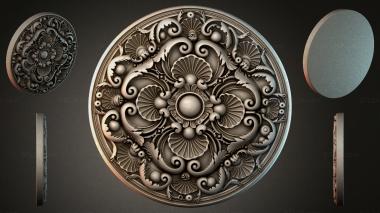 Round decor, rosettes Round medallion with volutes and shells 3d model