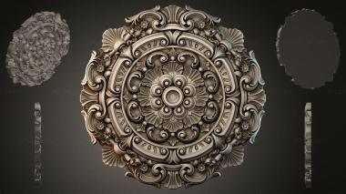 Round decor, rosettes Rosette with multi-level curls and a central flower 3d model