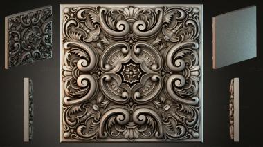 Round decor, rosettes Panel with volutes and acanthus in the center 3d model