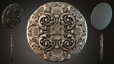 Round decor, rosettes Round panel with volutes and sinks 3d model