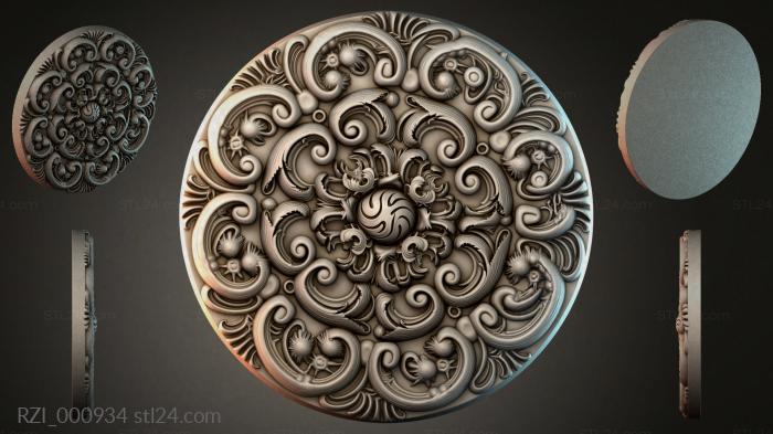Круглый декор, розетки (RZI_000934) 3D модель для ЧПУ станка