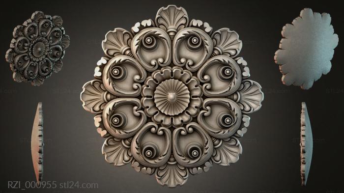 Круглый декор, розетки (RZI_000955) 3D модель для ЧПУ станка