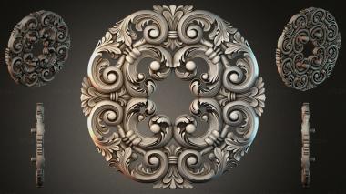 Round decor, rosettes Round rosette with acanthus volutes and leaves 3d model