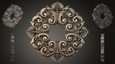 Round decor, rosettes Round rosette with volutes and leaves 3d model