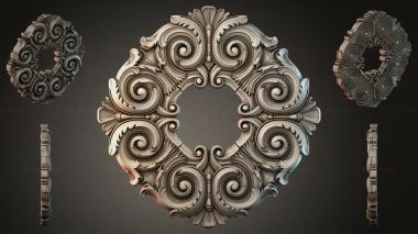 Round decor, rosettes Cartouche with volutes and spirals in the Baroque style 3d model