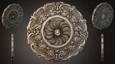 Round decor, rosettes Round rosette with scrolls and a spiral medallion 3d model
