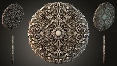 Round decor, rosettes Round panel with scrolls and acanthus for CNC 3d model