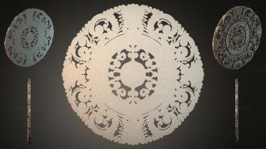 Round decor, rosettes Round rosette with an openwork floral pattern 3d model
