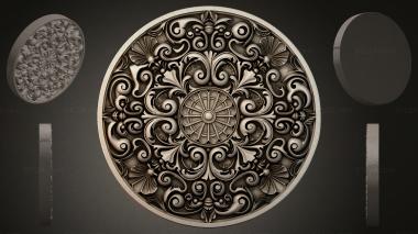 Round decor, rosettes Round rosette with scrolls and a central medallion 3d model