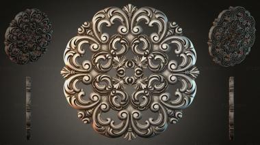 Round decor, rosettes Round vignette with volutes and acanthus leaves 3d model