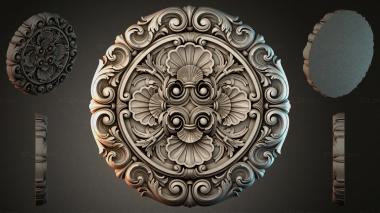 Round decor, rosettes Round rosette with volutes and shells 3d model