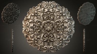 Round decor, rosettes Round rosette with scrolls and leaves in the Baroque style 3d model