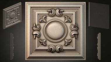 Round decor, rosettes Ceiling rose with a central sphere and corner volutes 3d model