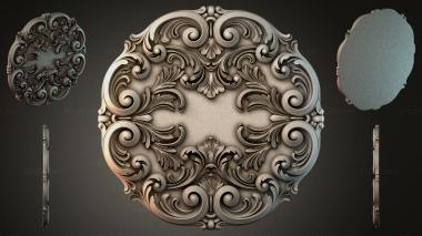 Round decor, rosettes Baroque medallion with volutes and acanthus leaves 3d model