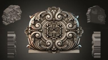 Round decor, rosettes Cartouche with volutes and a central rosette 3d model