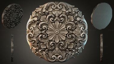 Round decor, rosettes Round rosette with swirls and floral motifs for CNC 3d model