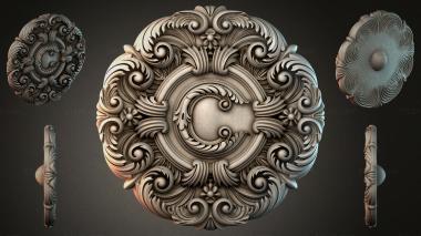 Round decor, rosettes Ceiling rose with volutes and a central medallion 3d model