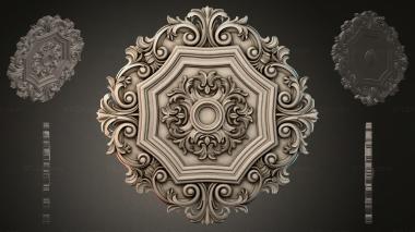 Round decor, rosettes Octagonal rosette with acanthus scrolls 3d model