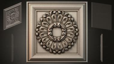 Round decor, rosettes Square rosette with acanthus ornament and spiral curls 3d model
