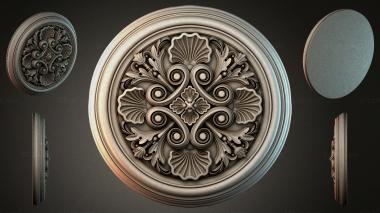 Round decor, rosettes Ceiling rosette with floral ornament and spirals 3d model