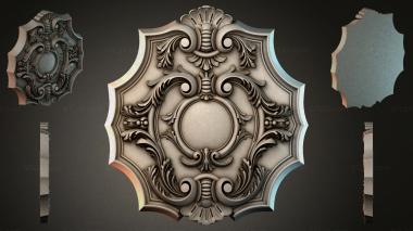 Round decor, rosettes Carved cartouche with a central medallion and volutes 3d model
