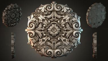 Round decor, rosettes Rosette with swirls and a central flower 3d model