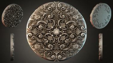 Round decor, rosettes Round rosette with swirls and floral motifs 3d model