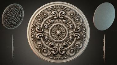 Round decor, rosettes Round rosette with a rosette in the center and swirls 3d model
