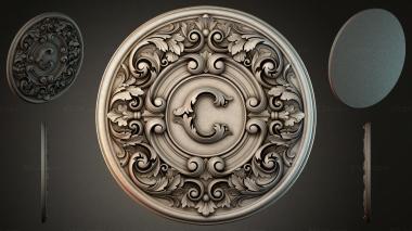 Round decor, rosettes Round rosette with volutes and leaves 3d model