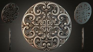 Round decor, rosettes Round rosette with volutes and shells 3d model