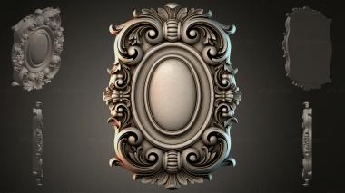 Round decor, rosettes Oval cartouche with volutes and foliage 3d model