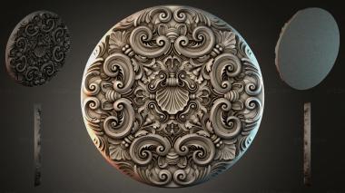 Round decor, rosettes Round panel with scrolls and shells 3d model