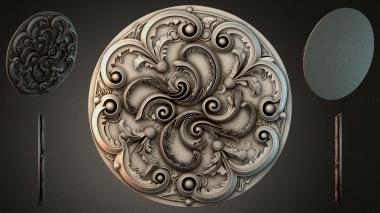 Round decor, rosettes Round rosette with volutes and spheres 3d model
