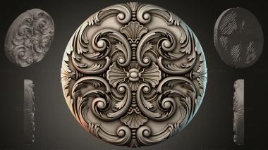 Round decor, rosettes Round rosette with scrolls and palmettes 3d model
