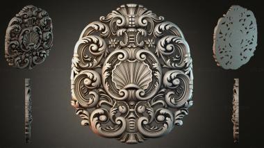 Round decor, rosettes Acanthus cartouche with volutes and shell 3d model