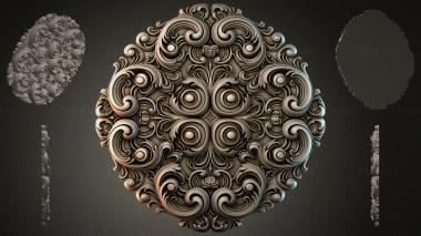 Round decor, rosettes Round rosette with acanthus and spiral volutes 3d model