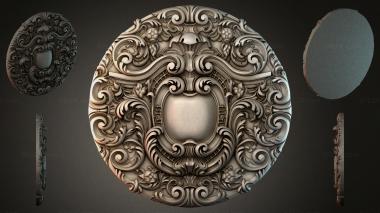 Round decor, rosettes Round panel with scrolls and an oval central cartouche 3d model