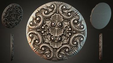 Round decor, rosettes Round panel with scrolls and shells 3d model