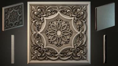 Round decor, rosettes Carved panel with a symmetrical floral pattern 3d model