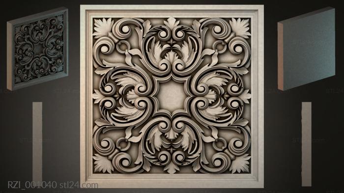 Round decor, rosettes (Panel with openwork rocaille ornament and curls, RZI_001040) 3D models for cnc