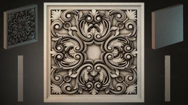 Round decor, rosettes Panel with openwork rocaille ornament and curls 3d model