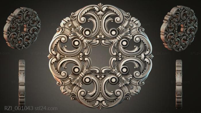 Round rosette with volutes and acanthus 3d STL model