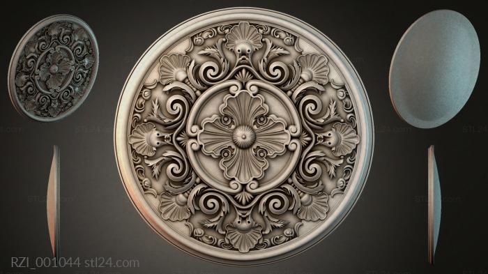Round rosette with spiral leaves and a central flower 3d STL model
