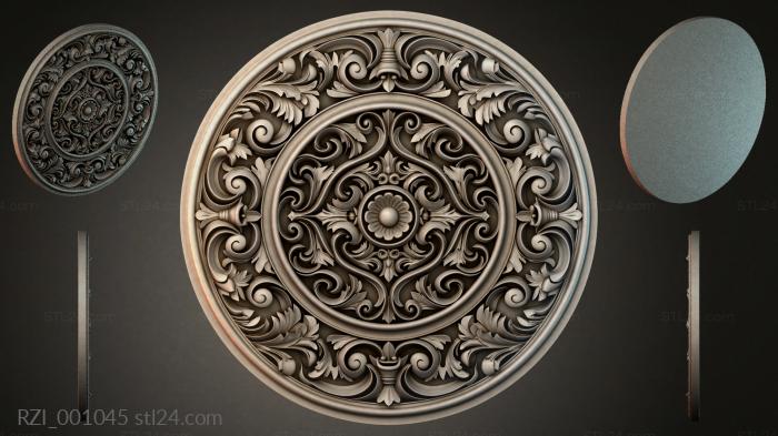 Round ceiling rose with acanthus ornament 3d STL model